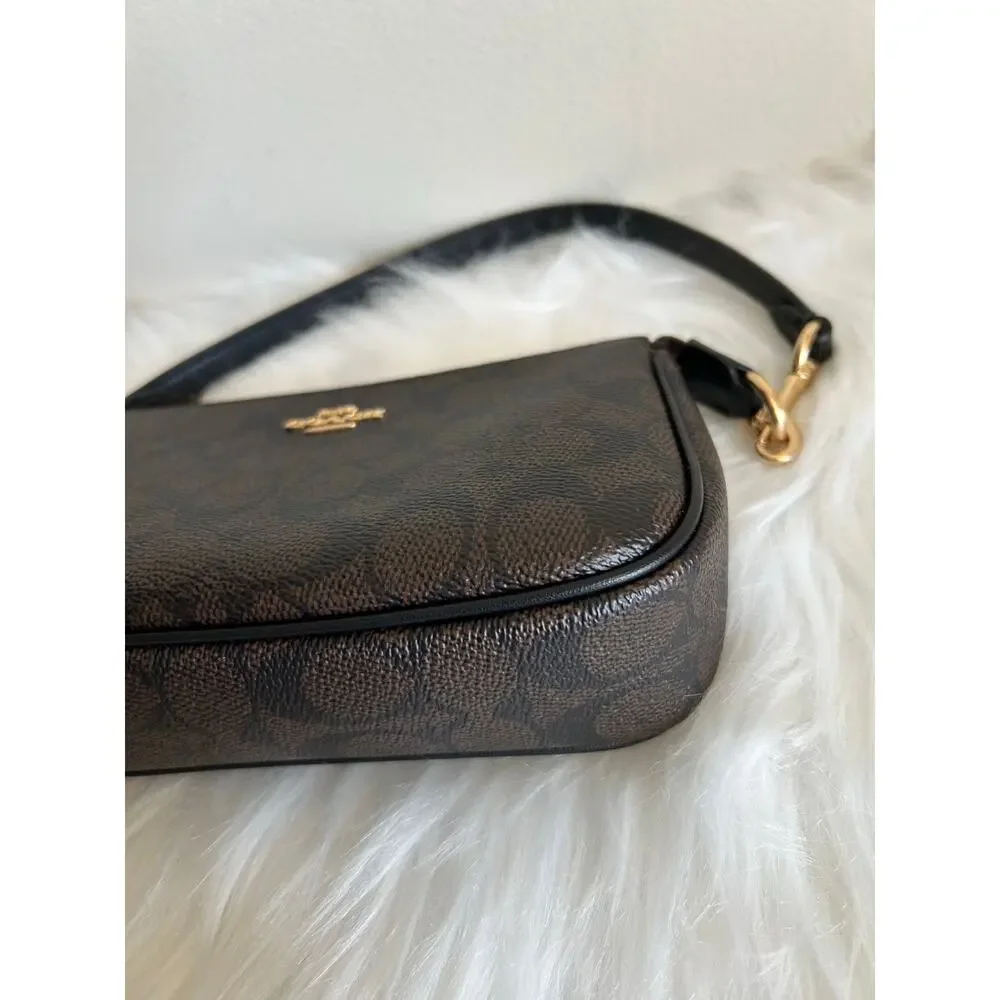 Coach Nolita 19 Brown Black Signature‎ Canvas Shoulder Bag Excellent